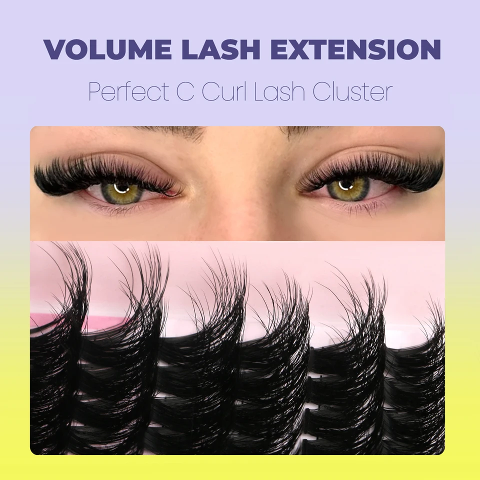 GROINNEYA Racimos de Pestañas Ojos de Gato Delicadas Individuales Extensiones Volumen Esponjosas DIY Maquillaje 2