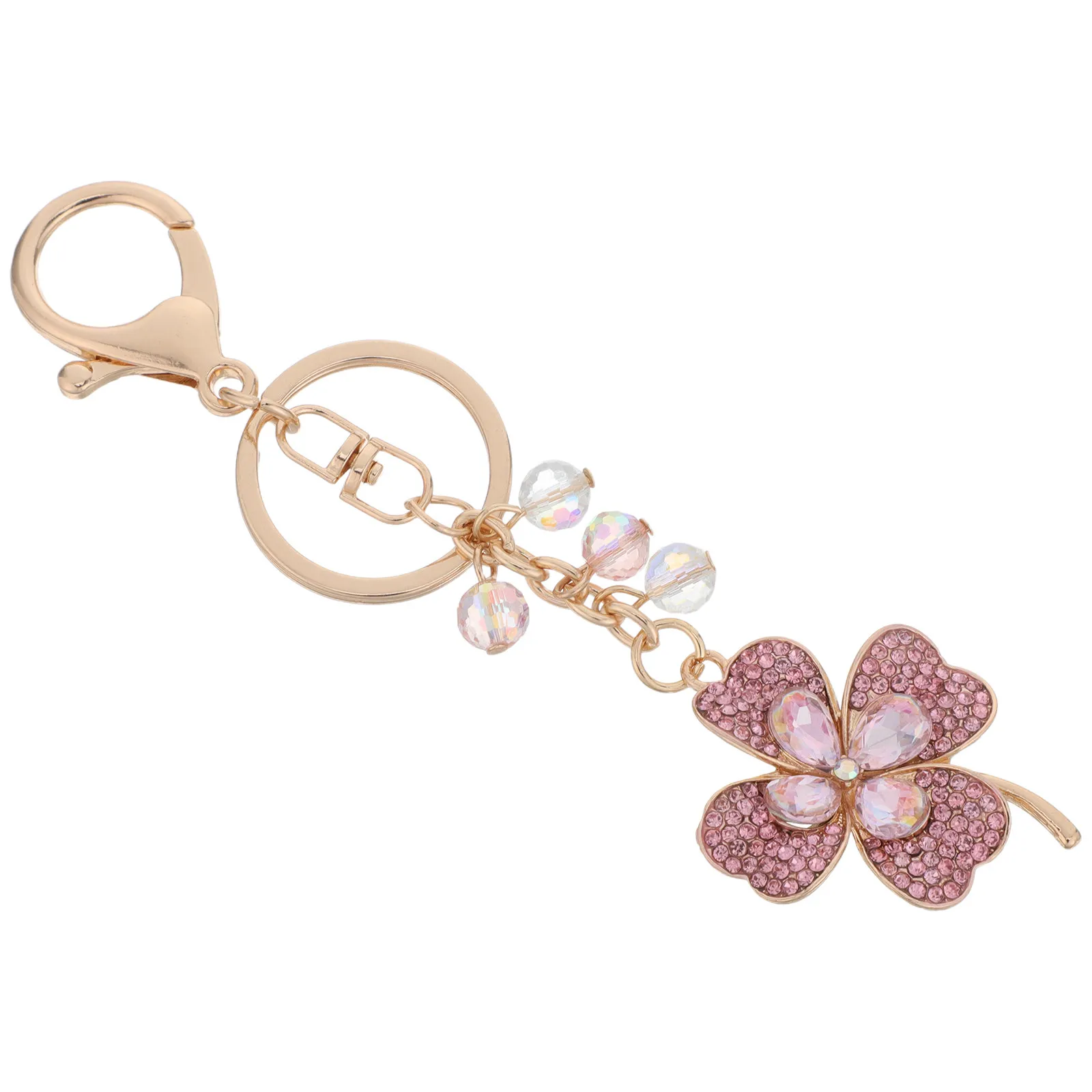 Rhinestone Four Leaf Clover Keychain Pendant – Lucky Charm for Women, Handbag Backpack Purse Accessory, St. Patrick’s Day Gift