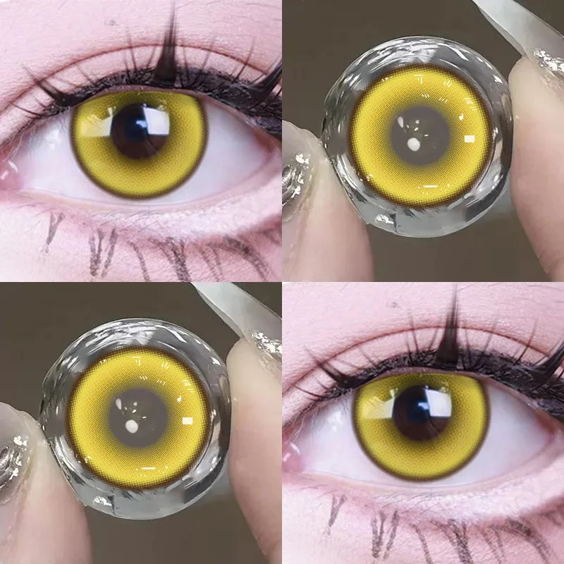 JeweLens Cosplay Myopie Farbkontaktlinsen Anime Orange Gelb Schüler 6 Monate 1 Paar Halloween Niedliche Augenlinsen 14,2 mm