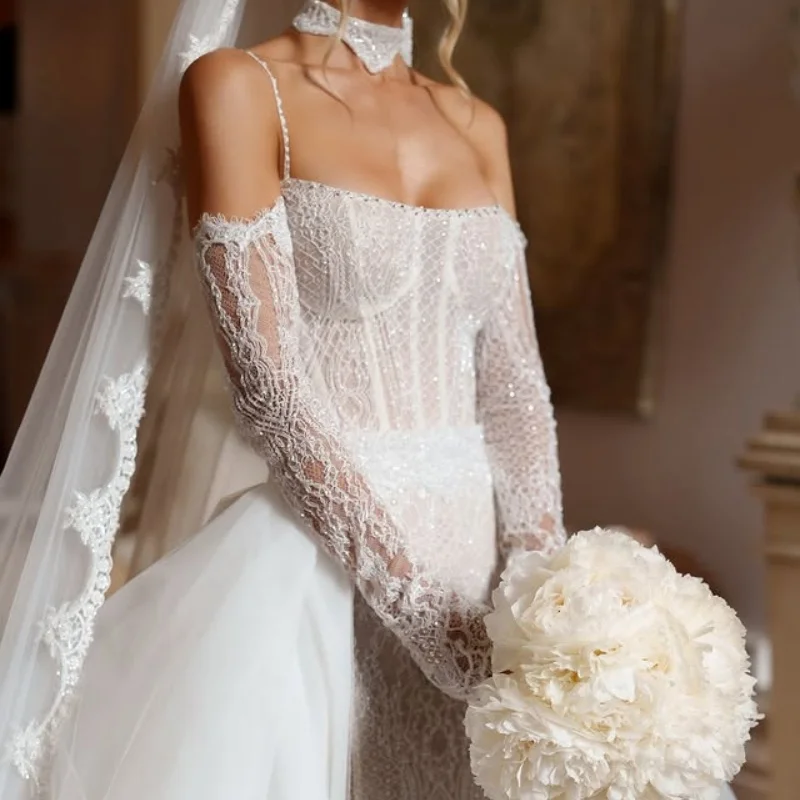 

Customized simple ivory white Ball Gown Royal Wedding Dresses Sweetheart decal Long tail Lace multilayer Made Robe De