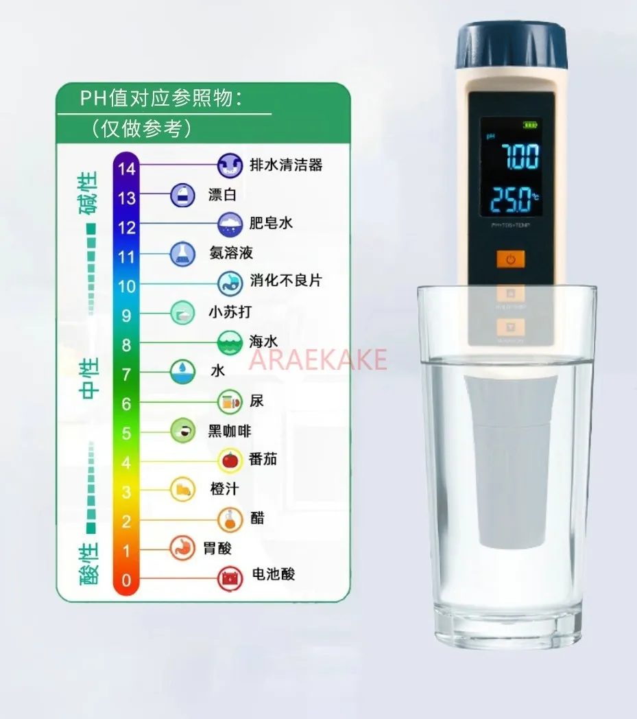 Water quality pH value detection pen, high-precision portable handheld solution pH meter, pH and temperature testing for aquariu image 2