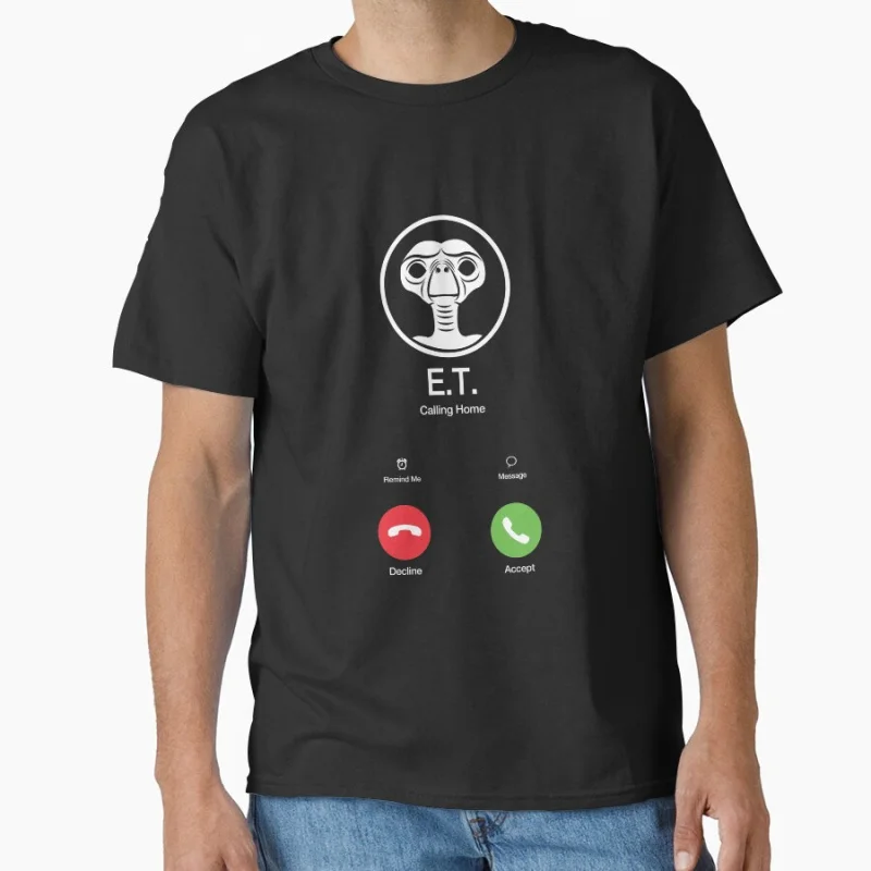 

Phone home E.T. Retro 80s Alien Movie The Extra-Terrestrial Sci fi Gift T shirt Large size Tops Graphic Print Clothes