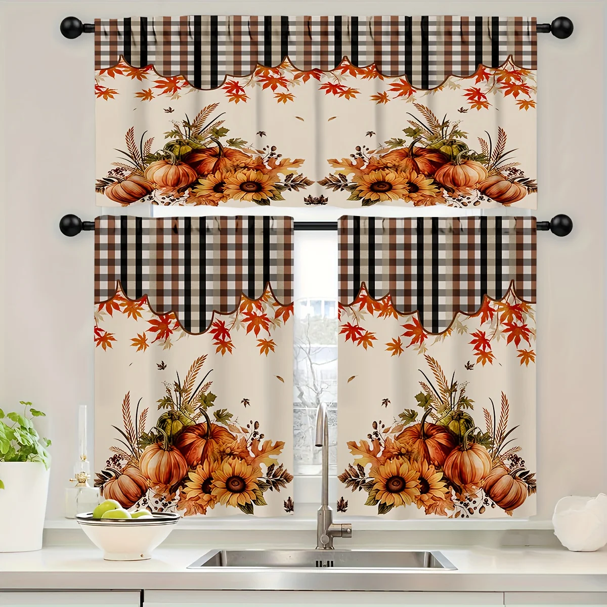 Commercial Kitchen Canopy - ستارة مطبخ بنقشة أوراق الخريف واليقطين