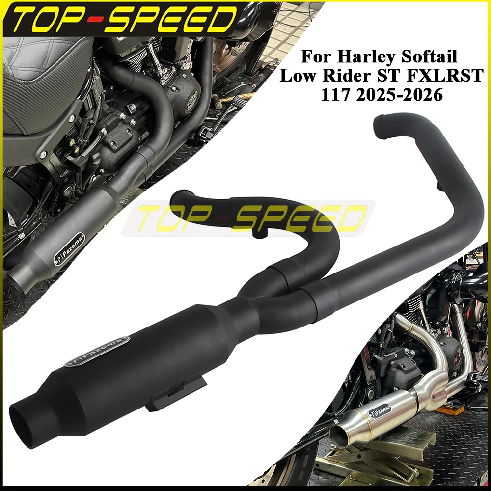 Exhaust System Stepped Header Pipe Motorcycle High Flow Muffler For Harley Softail Low Rider ST FXLRST 117 2025-26 Exhaust Parts
