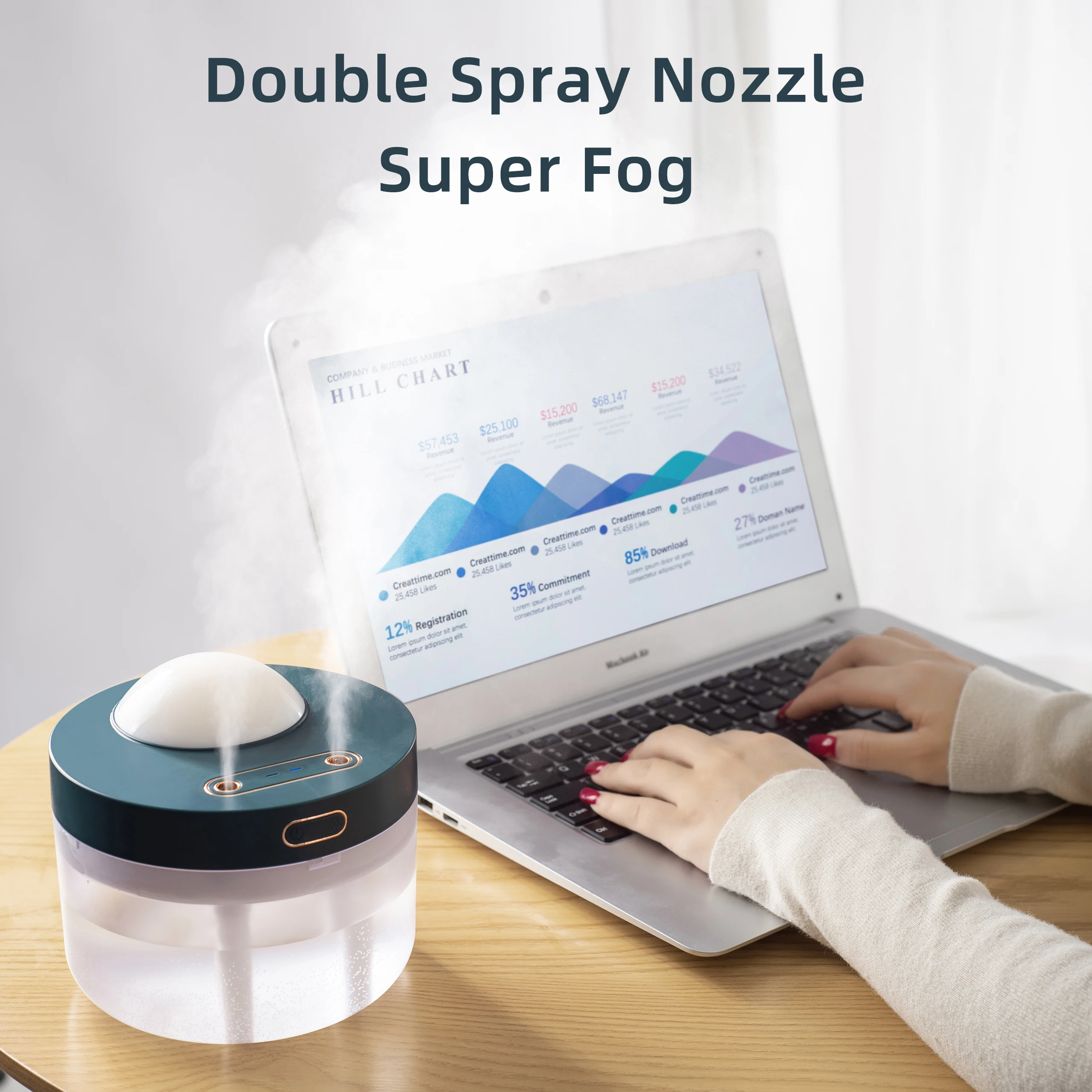 Large Humidifier Double Spray Mist Ultrasonic Fogging Air Humidifier For Bedroom Home