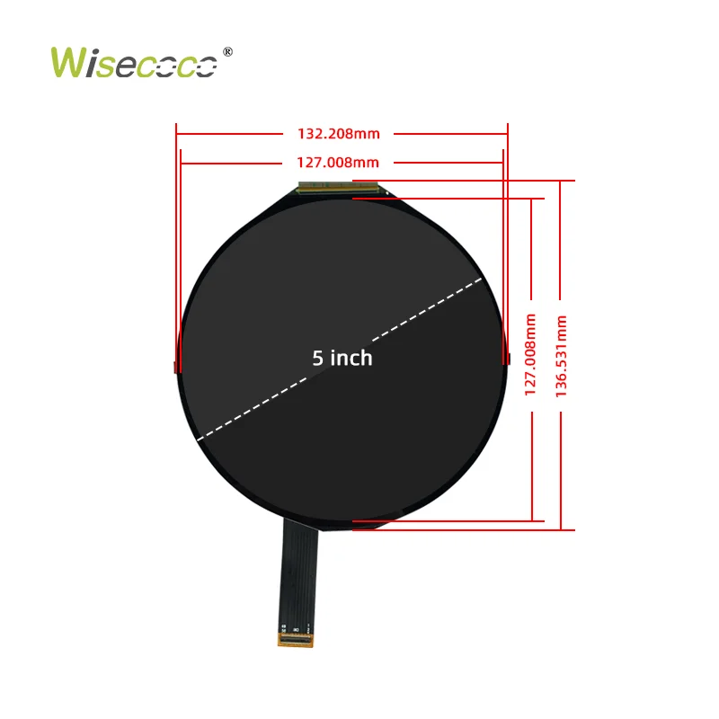 Wisecoco 5 Inch Round Lcd Display Support SD Card Usb Power Supply 1080*1080 Mipi LCD Circle Screen Module for Advertising