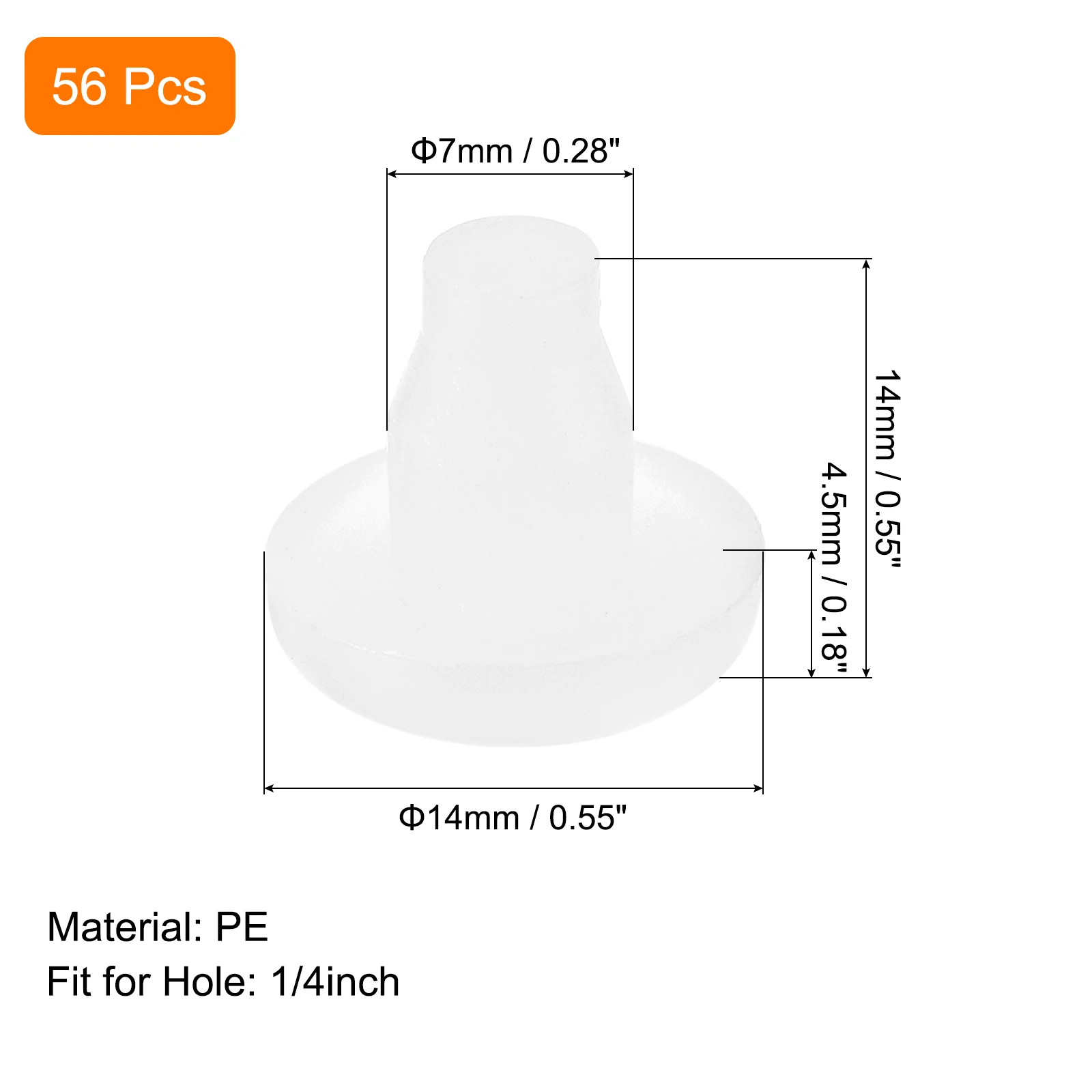56Pcs Glass Table Top Bumpers with Stem, 7mm/0.28Inch White Rubber Bumper Grippers Anti Collision Slip Glass Table Spacers