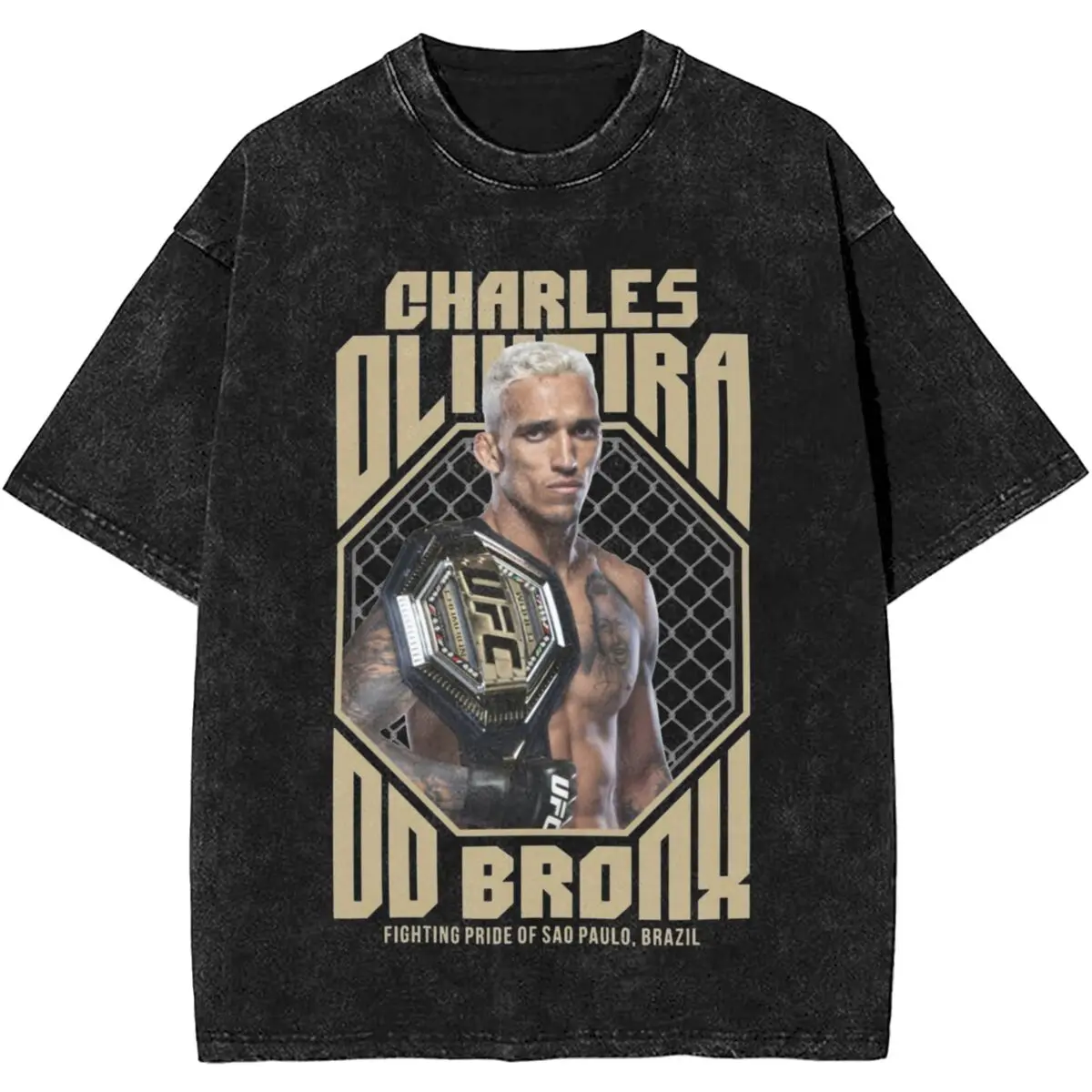 Printed CHARLES OLIVEIRA Do Bronx Brazil Boxer Washed Shirt Apparel Oversize T-Shirts Men Women Tees