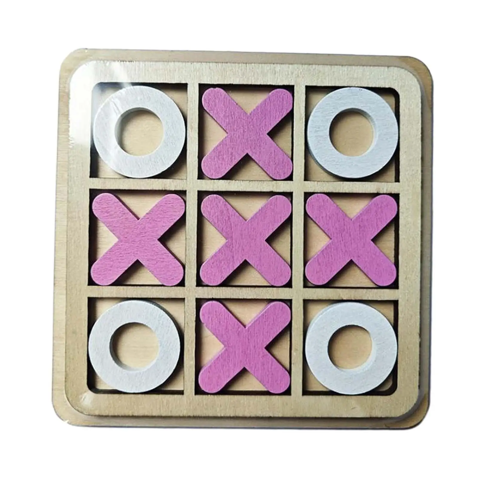 Wooden Board Tic TAC Toe Game Strategy Board Games Family Children Puzzle Game 14x14cm Noughts and Crosses for Holiday Gifts