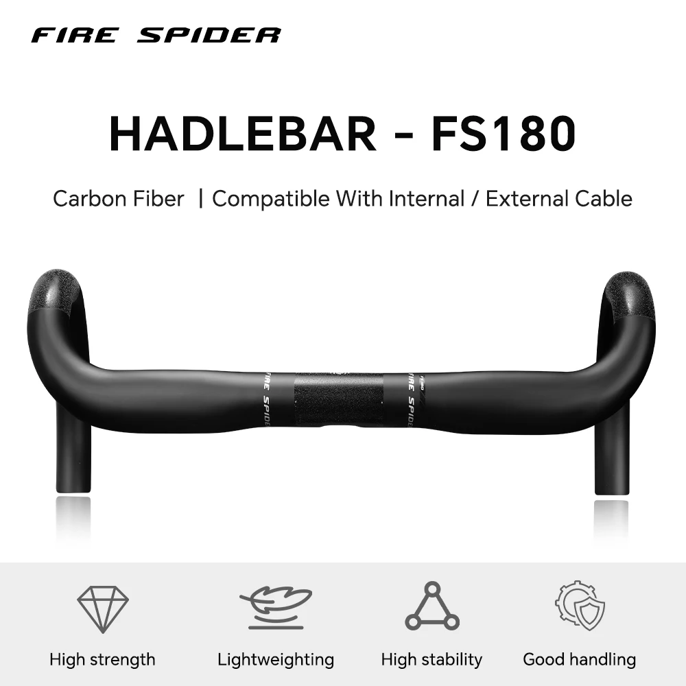

Fire Spider All carbon fiber material T1000 Road Handlebar 350/370/390/410mm Black Matt Fully Internal Routing Road Bicycle Hand