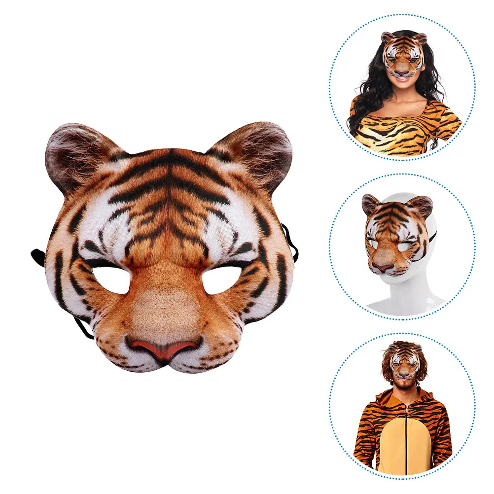 

2Pcs Tiger Mask Animal Face Costume Party Cosplay EVA Material Halloween Masks Lightweight Comfortable Wear Toy