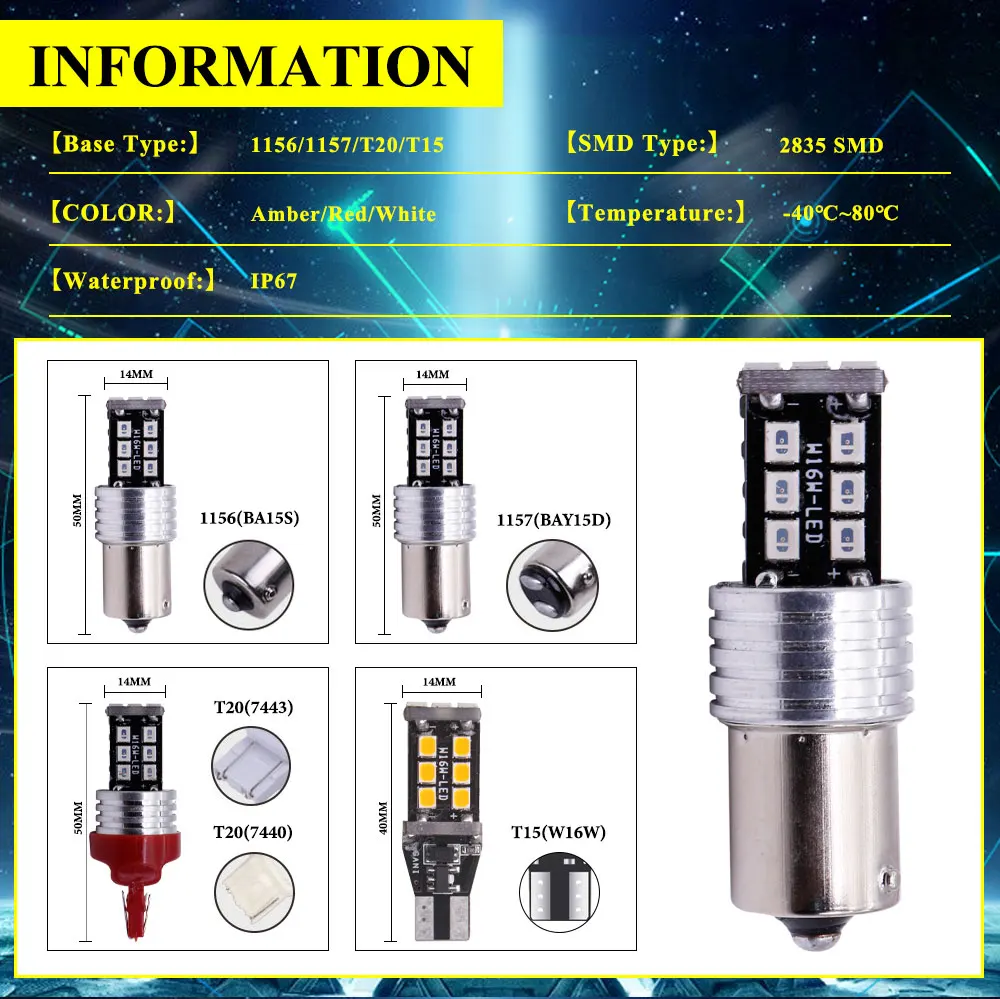 1x 1157 LED BAY15D Car Turn Signal Brake Backup Light 3030 Chip 15 SMD CANBUS Reverse Parking Lights Lamps 12V Red Amber White
