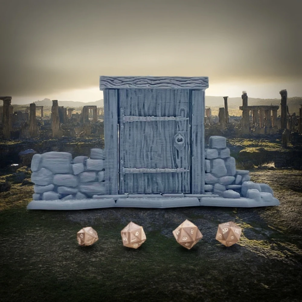 Hex Dungeon Floor Tiles Door Fantasy Tabletop Terrain For Wargaming 3D Printed Cast DnD Play Dungeons Walls And Doors Terrain