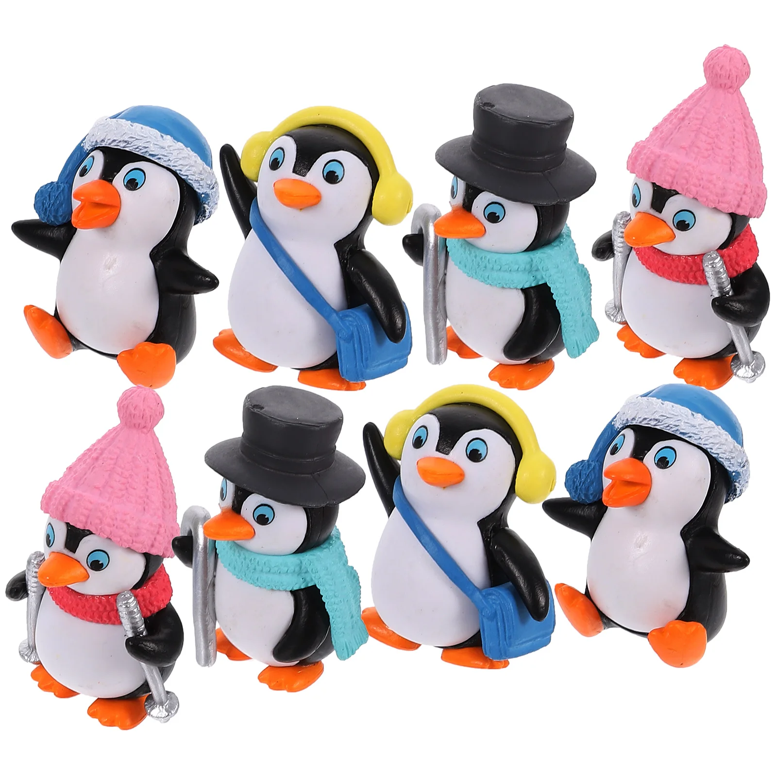 

8 Pcs Novelty Keychains Mini Penguin Figurines Bonsai Decor Tool Model Child Fish Tank Decorations