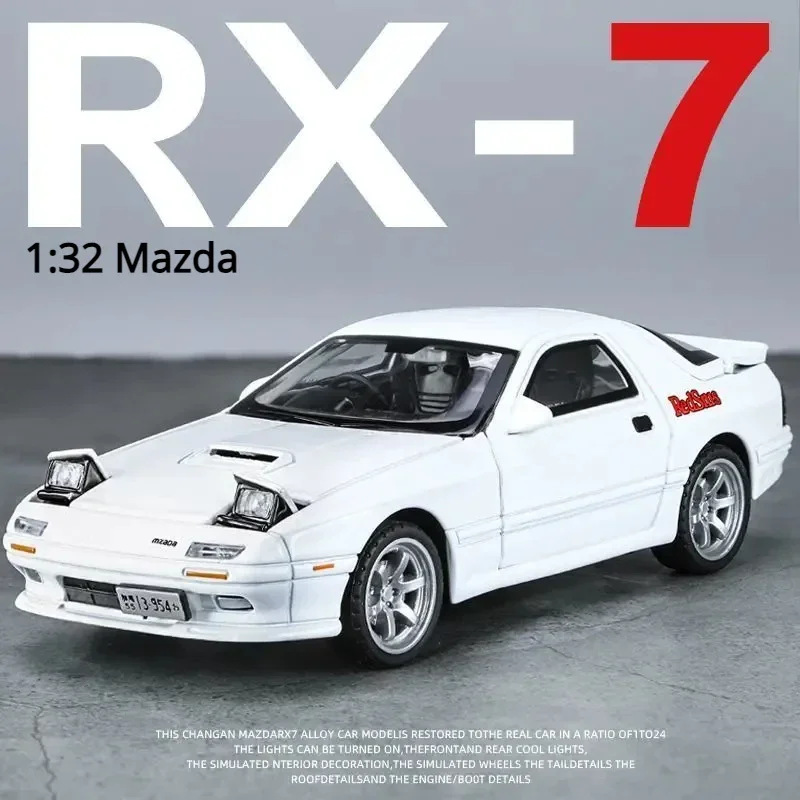1:32 Mazda RX-7 David sourire voiture Haute Simulation Moulé Sous Pression En Alliage De Métal Modèle de voiture Son Lumière nervure Retour Collection Enfants Jouet Cadeaux