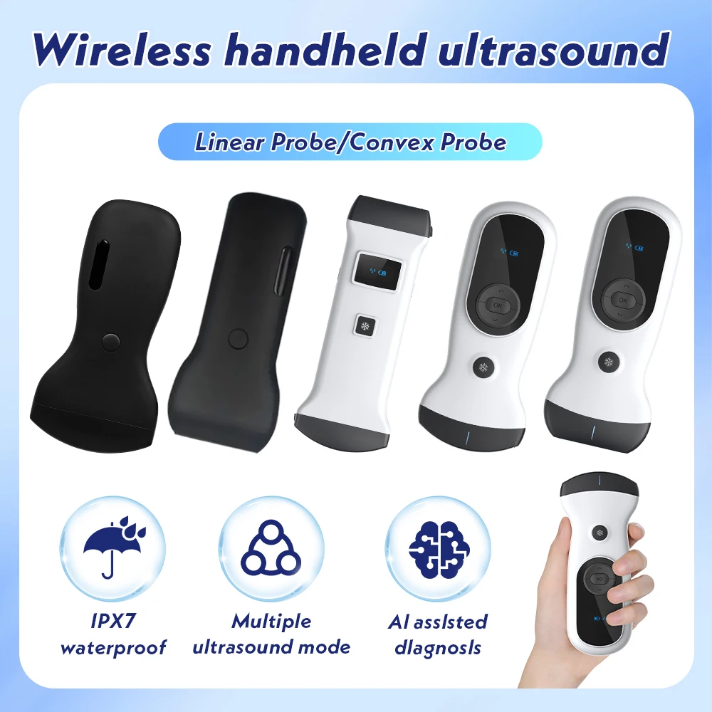 Беспроводной ультразвуковой зонд 80-128E, цветной или базовый выпуклый линейный зонд B Ультразвуковой