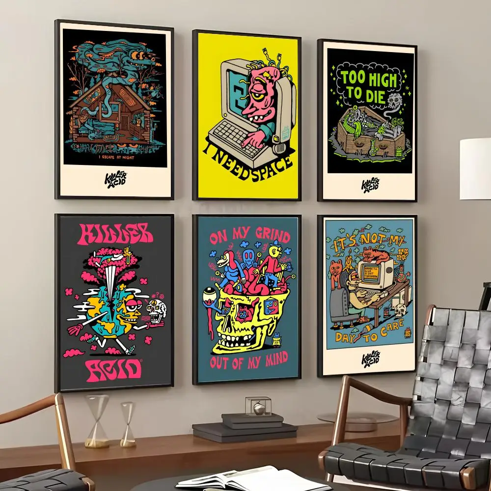 Anime K-Killer Acid Painting Calligraphy Cotton Canvas Wall Art Poster Quality Decor Painting for Living Room Home Decor
