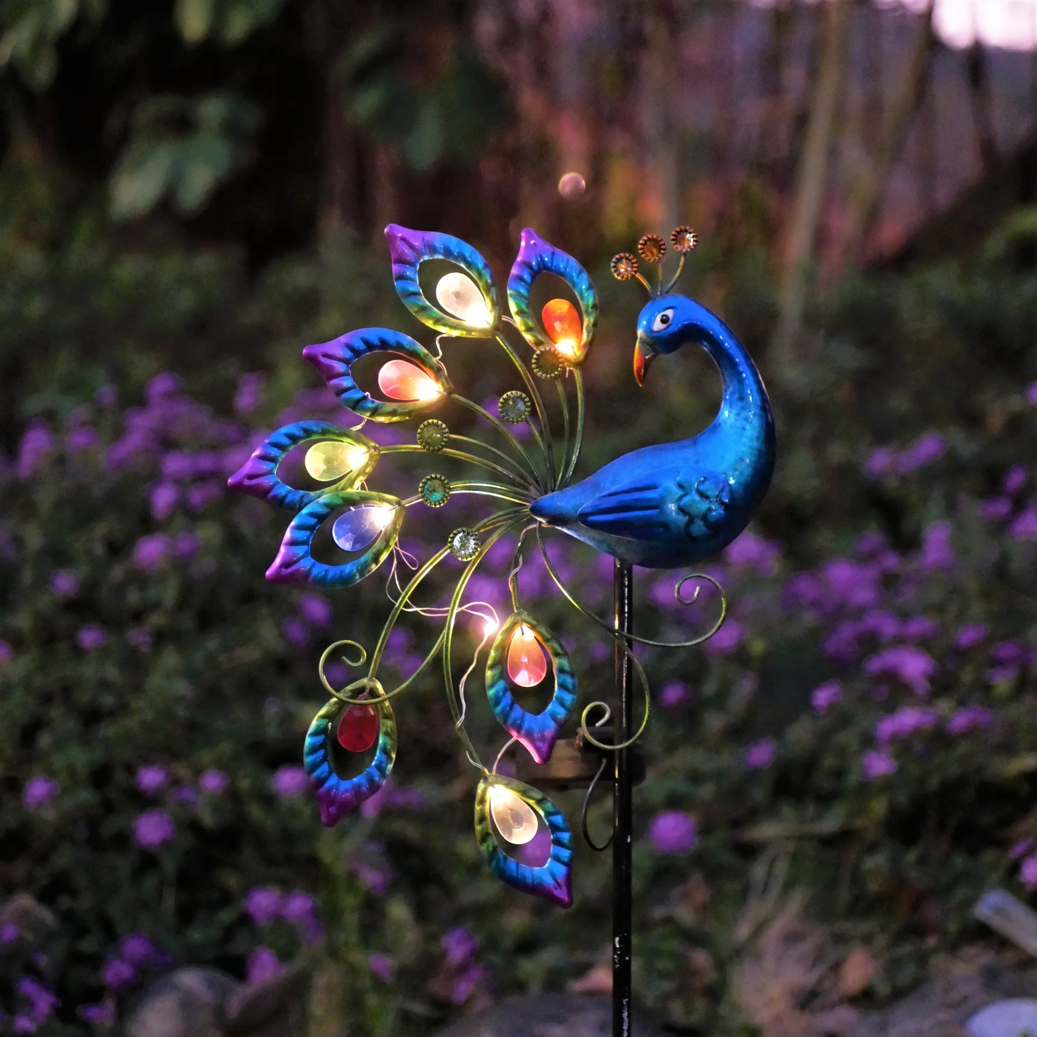 1pc peacock, colorful solar light, suitable for garden, patio, lawn, doorway, pond, balcony, special gift for friends