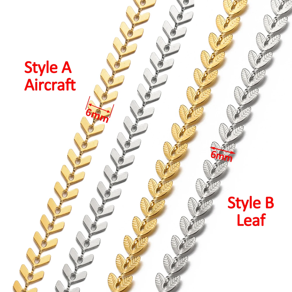 2meters 1meter Stainless Steel Gold Necklace Chains Aircraft Leaves Chain for Jewelry Making DIY Necklace Bracelet Accessories