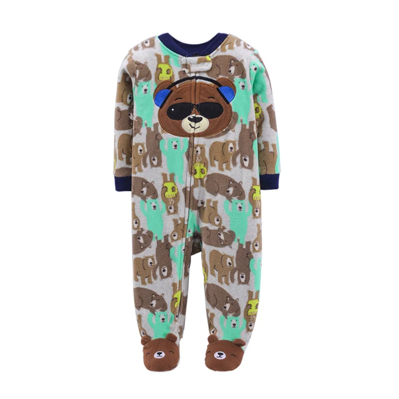 New Fall Winter Newborn Infant Babe Boy Girl Rompers  Fleece Warm Animal Sleepwear Animal Overall Babe Jumpsuits 0-12 Months