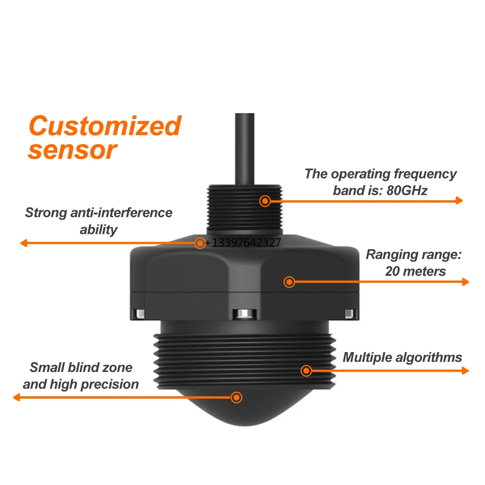 80GHz FMCW Millimeter Wave Radar Level Sensor Non-contact Installation Water Level Detector for Hydrological Environment