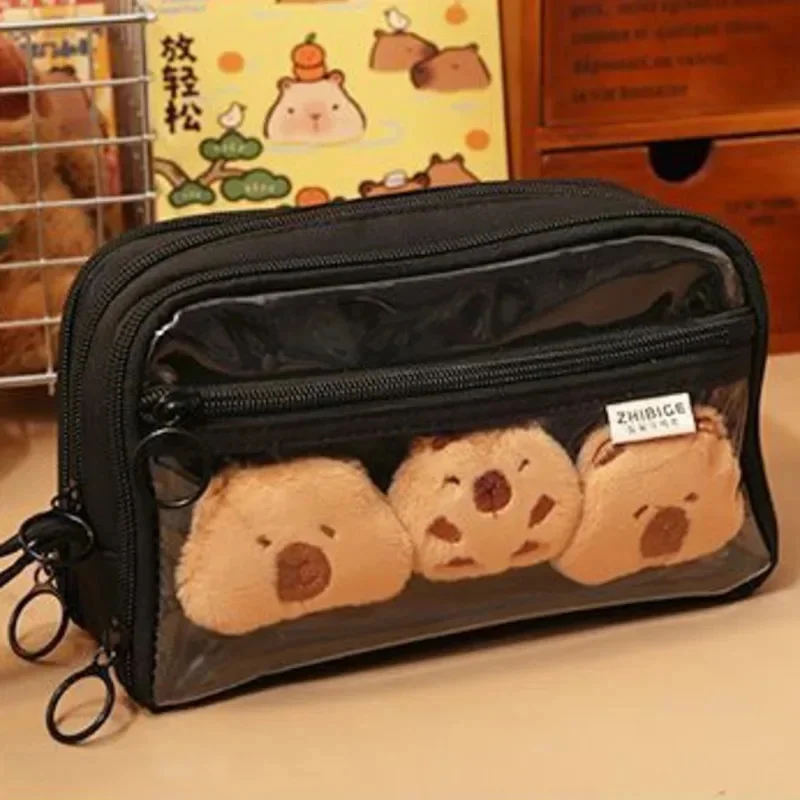 Capybara Pencil Case 2025 Korean Cartoon Anime DIY Ita Bag Sweet Zipper Large Capacity Open School Girls Students Unisex Pen Box