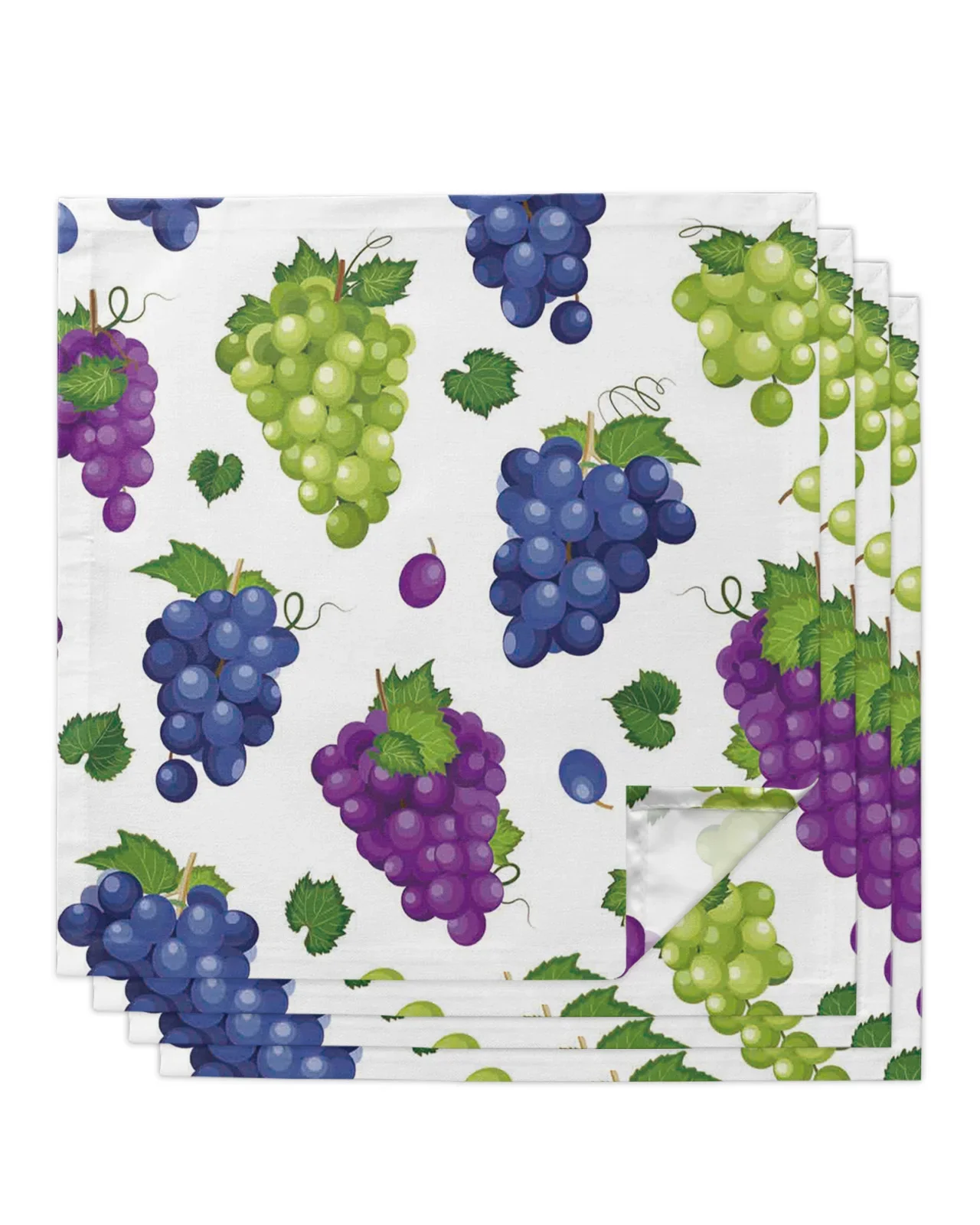 4pcs Vineyard Fruit Grape Square Napkins 50cm Table Napkin Party Wedding Decoration Table Cloth Kitchen Dinner Serving Napkins