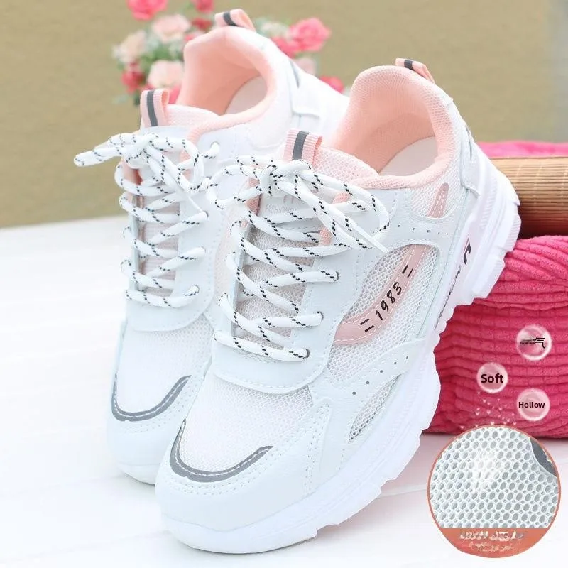 

Casual Dad Shoes Street Style White Sneakers Women's Spring Autumn New Sports Leisure Travel Shoes Fashionable Low Top round Toe