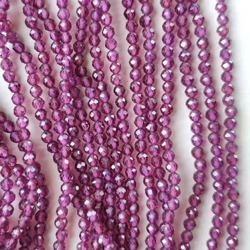 

Garnet purple RED round faceted 3mm nature for making jewelry necklace 31cm FPPJ wholesale