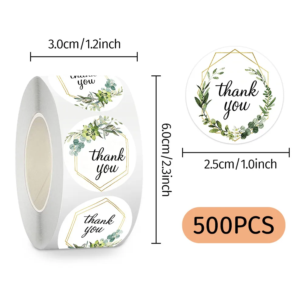 500pcs Per Roll Thank You Roll Stickers, Gratitude Message Decals for Gift Wrapping, Envelope & Scrapbook DIY Decor