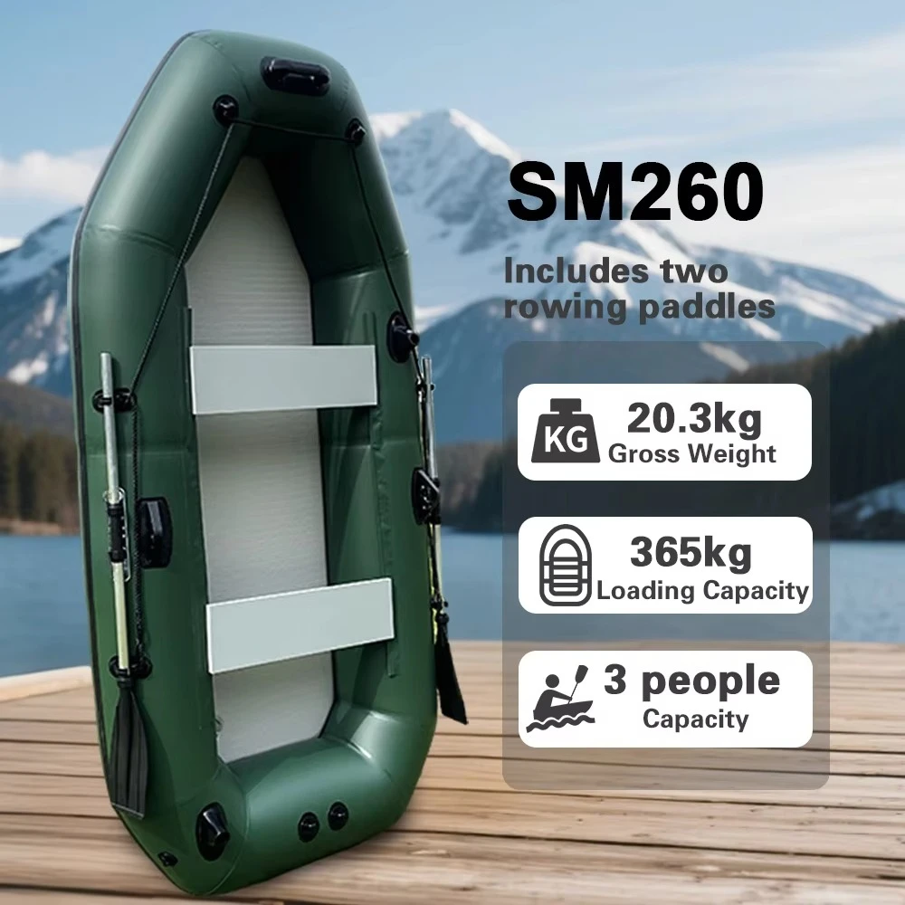 3-Person rowing kayak 260cm inflatable fishing boat life-saving boots canoe free accessories