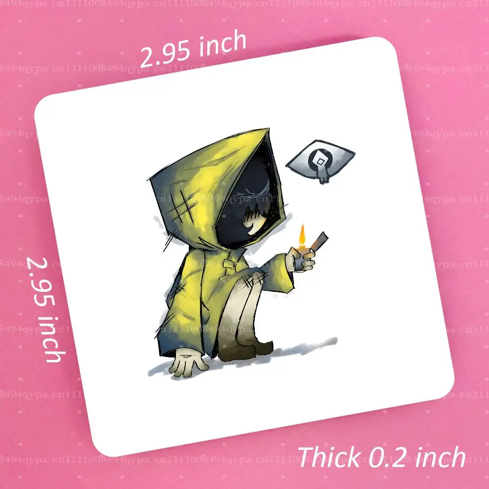 L-Little Nightmares Six Square Fridge Magnet Custom Printed Magnetic Sticker, Kitchen Refrigerator Decor Travel Souvenir Gift