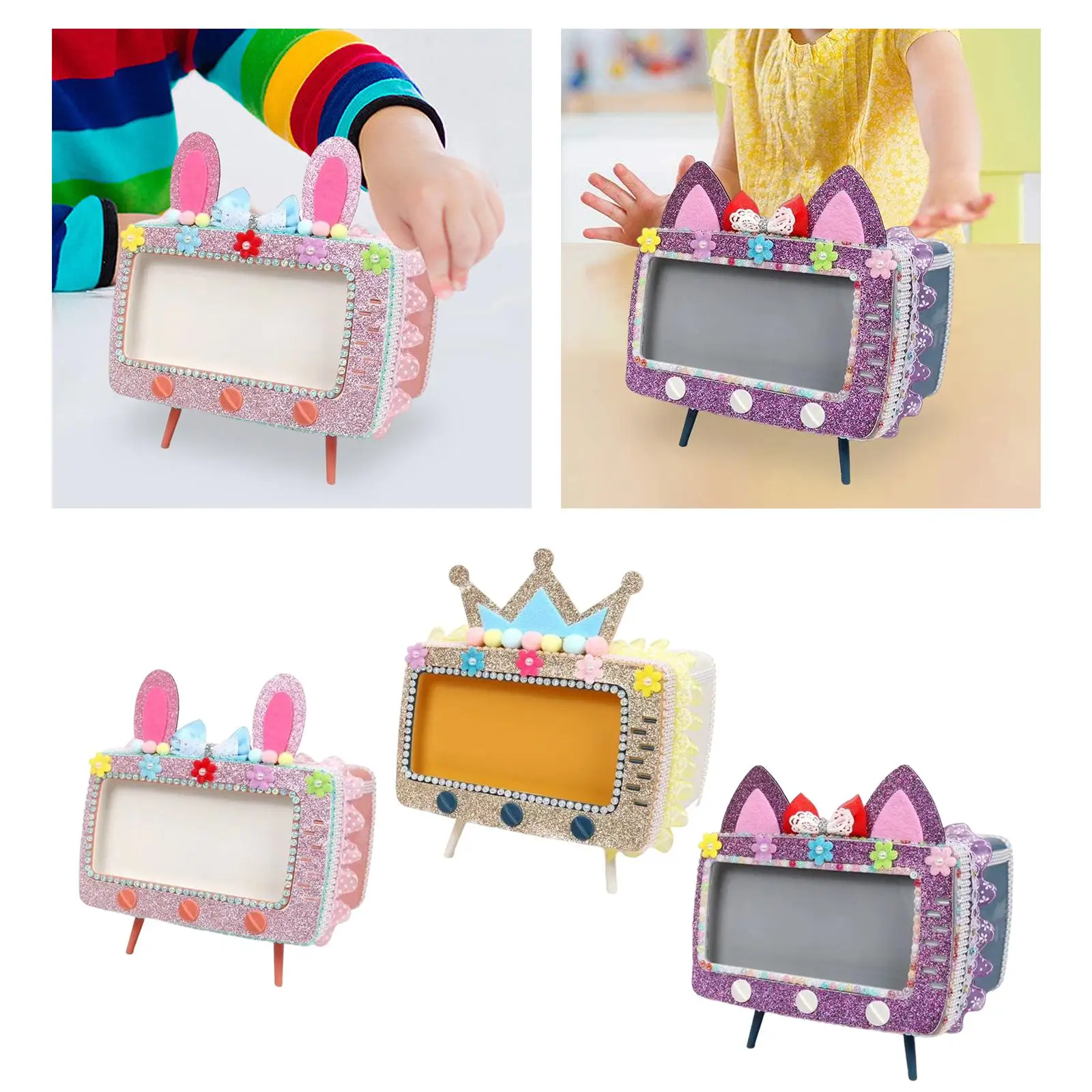 Caja de pañuelos, Kit de bricolaje, paquete de caja de pañuelos, dispensador, soporte de pañuelos de almacenamiento, manualidades DIY para niños