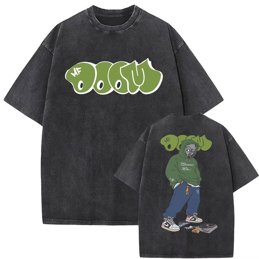 2025 Washed Vintage Rapper Mf Doom MM FOOD Graphic Print Tshirt Men Women Hip Hop Fashion T-shirts Male Casual image 5