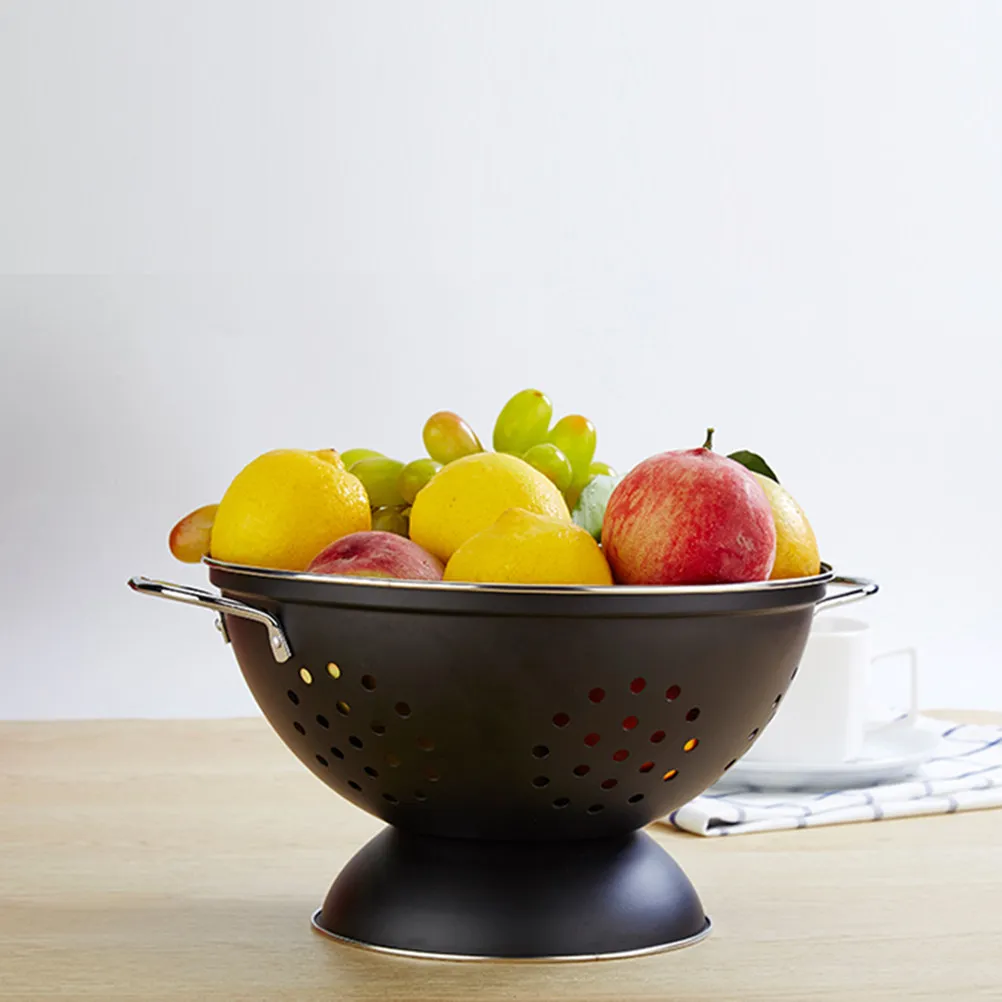 

Stainless Steel Tray Black Hollow Design Fruit Plate For Wedding Birthday Christmas Drain Dish Serving Platter Kitchen Barware