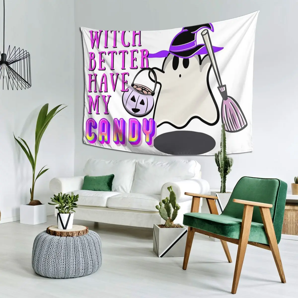 Witch Better Have My Candy Halloween Tapestry Hippie Wall Hanging Aesthetic Home Decor Tapestries Living Room Bedroom Dorm Room