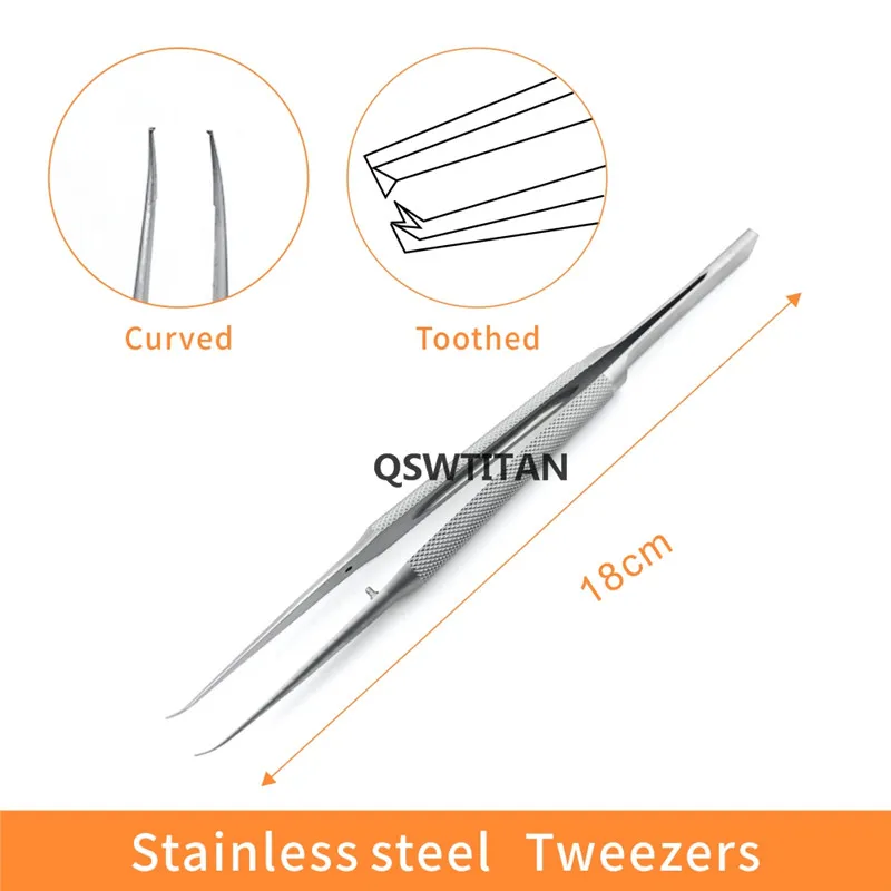 Titanium Ophthalmic Tweezers Stainless Steel Ophthalmic Micro Forceps Round Handle Tweezers 16/18cm Instruments