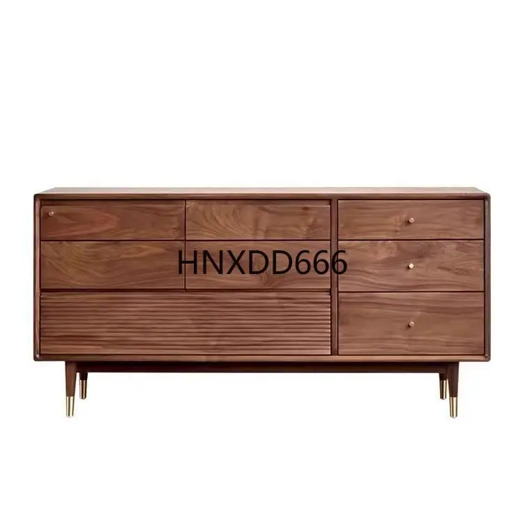 

Black Walnut Eight-bucket Cabinet Storage Drawer TV Cabinet