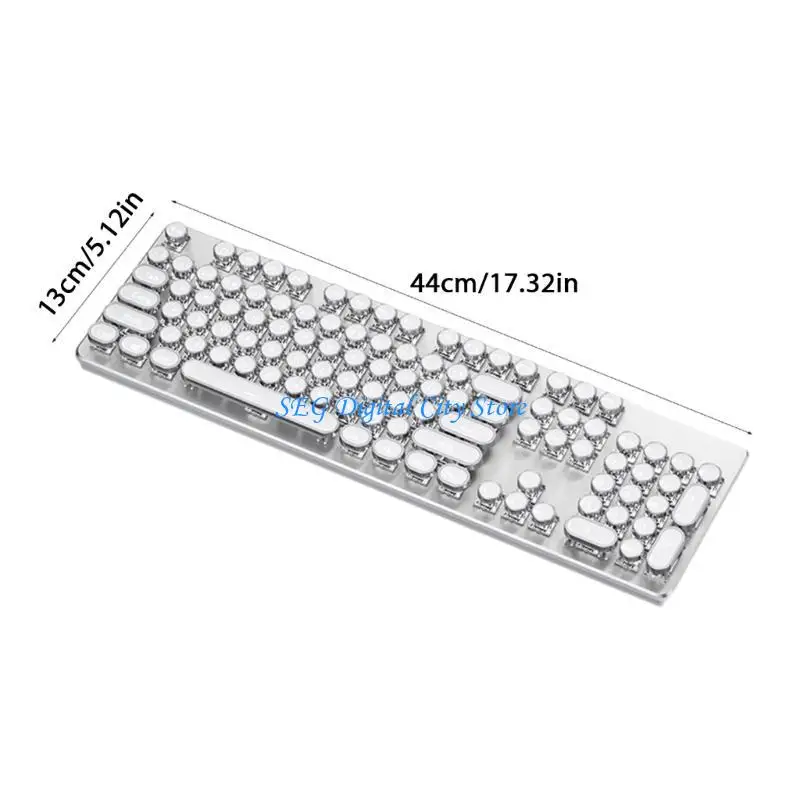 U75B Vintage Mypewriter Mechanical Mechanical Racklitlit White 104 Round KeyCaps