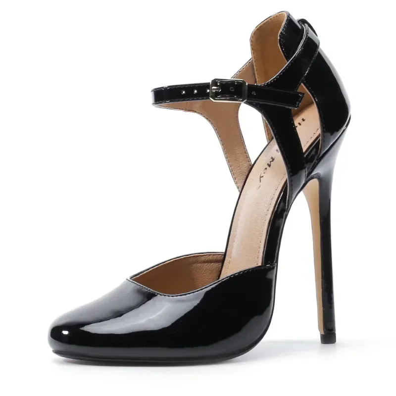 New Fashion Show Sexy Sandals Woman Classics Buckle Strap PU 14CM Thin Heels Fashion Women Pumps Women Shoes Pumps Black
