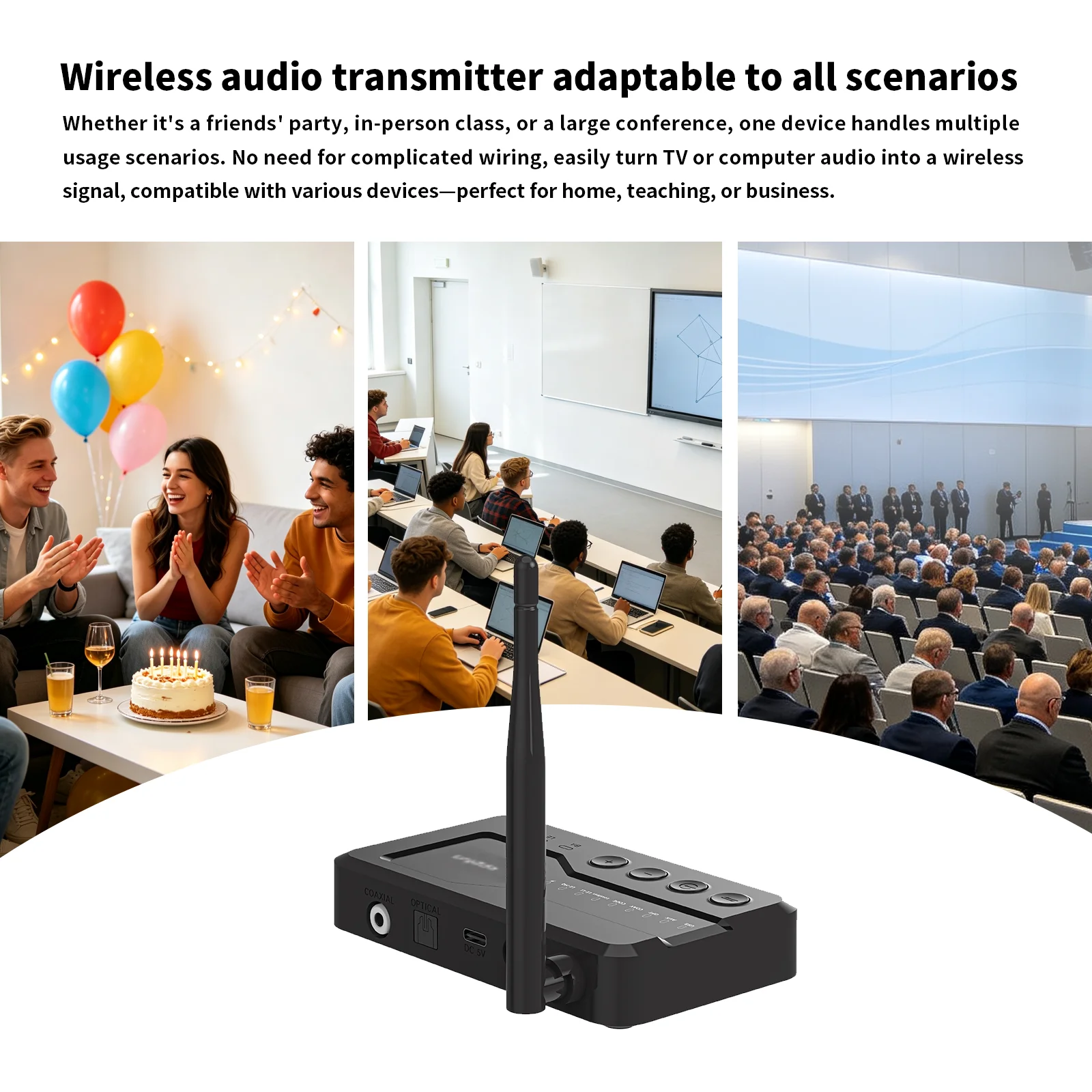 Auracast LE Audio Transmitter LC3 Lossless Bluetooth 5.4 Audio Transmitter Low Latency Type-C Wireless Stereo Adapter