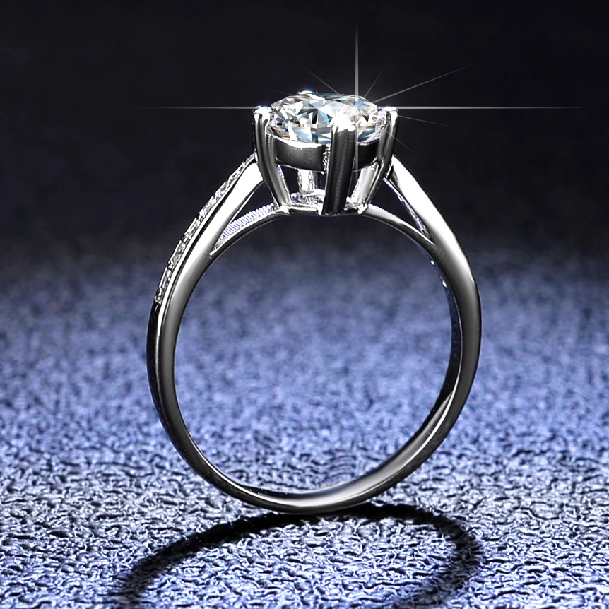 Imagem -03 - Moissanite Anéis de Diamante para Mulheres Banda de Casamento Presente de Jóias Finas Anel de Platina Pt950 de Luxo Vvs Carat