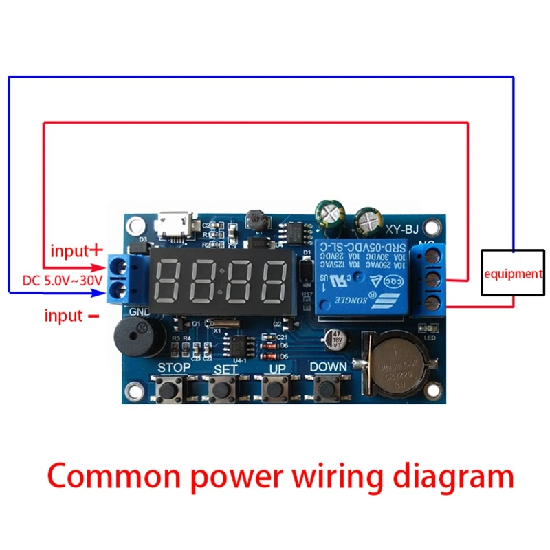 リアルタイム遅延タイマーリレーモジュールスイッチ制御、時計同期、複数モード、配線図、DC、5v