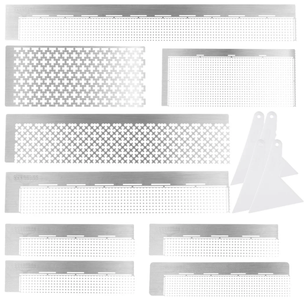 14Pcs Diamond Art Rulers Stainless Steel Mesh Ruler Diamond Ruler Art Fixing Tools For Rhinestone Painting Round Square Drill