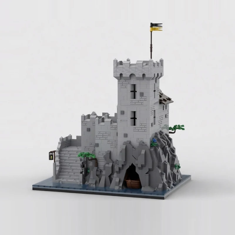 Castillo Medieval modelo MOC, bloques de construcción Castillo de la roca, tecnología Modular, regalos de vacaciones para niños, juguetes para montar, traje