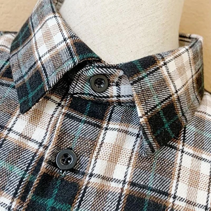 Mens Vintage Large Lattice Plaid Print False Collar Detachable Dickey Lapel Blouse Button Down Business Casual Layering Half