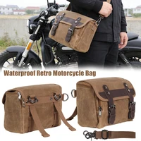 Mochila Vintage para Motocicleta, Equipo de Conducción, Lona Impermeable, Cuero Marrón, Bolsa Trasera Retro, Bolsa Lateral para Motociclista, Alforjas para Moto