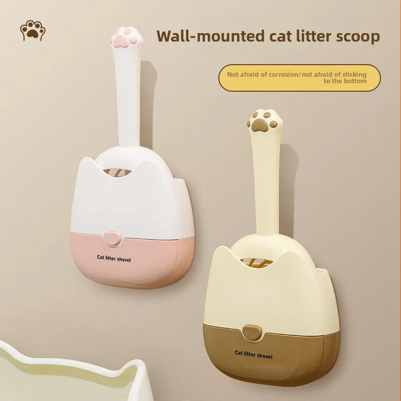 

2 in 1Wall-mounted Multi-Functional Cat Litter Scoop Set, All-in-One Cat Waste Shovel Essential Cat Cleaning Tool for Pet Owners