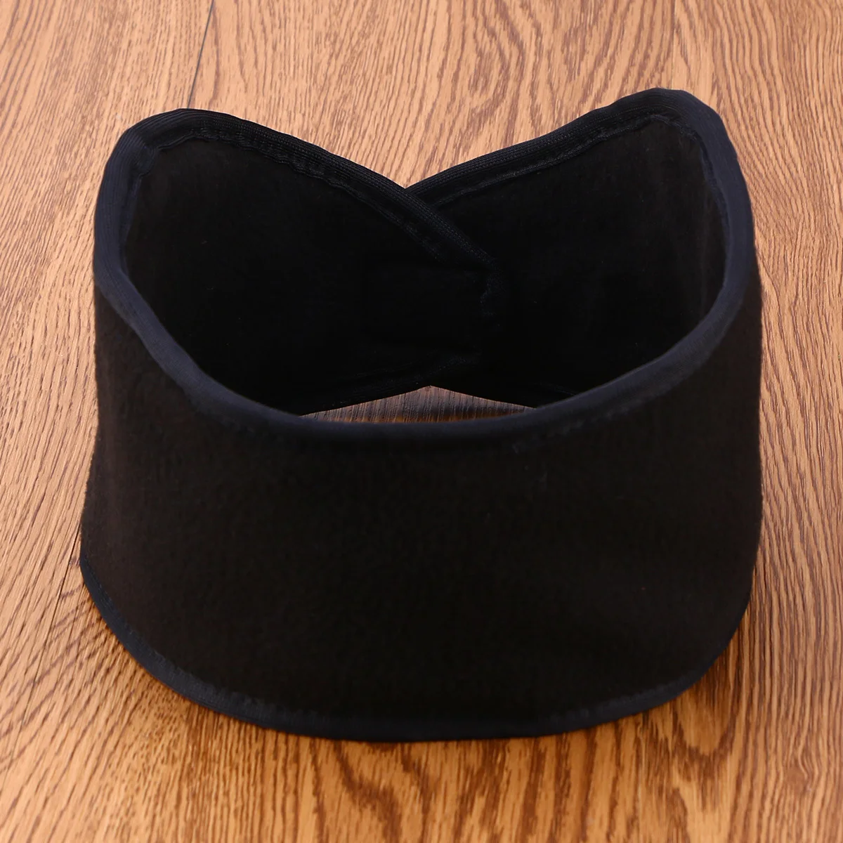 

Black Winter Warm Headband Double Layer Fleece Polyester Binding Moisture Wicking Full Ear Coverage Elastic Fit Ponytail
