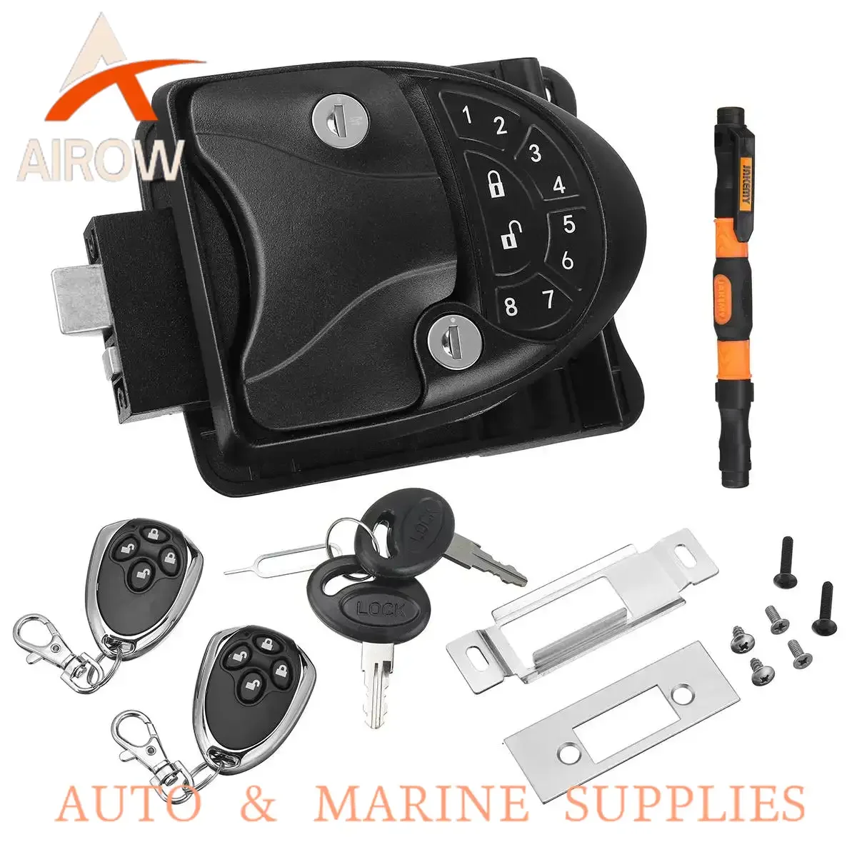 Airow auto RV Keyless Entry Door Lock Waterproof Lock Latch Handle Latch with Deadbolt Remote Controller Keyless RV Accessories